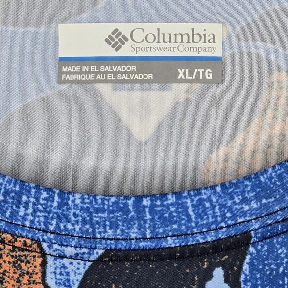 Columbia Men's PFG T-Shirt Long Sleeve Gamefish Camouflage Blue Size XL/ TG - Picture 4 of 10